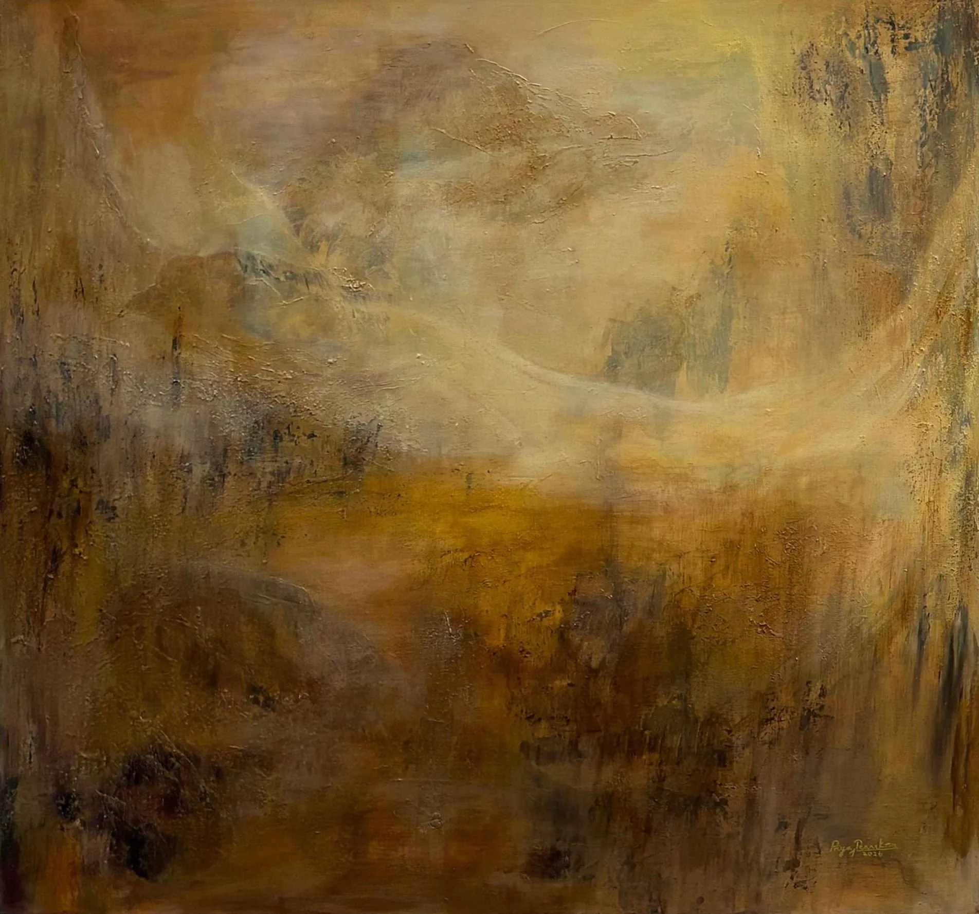 If She Were Carefree, panel 1 of 2, abstract painting by Priyadarshani Tennakoon
