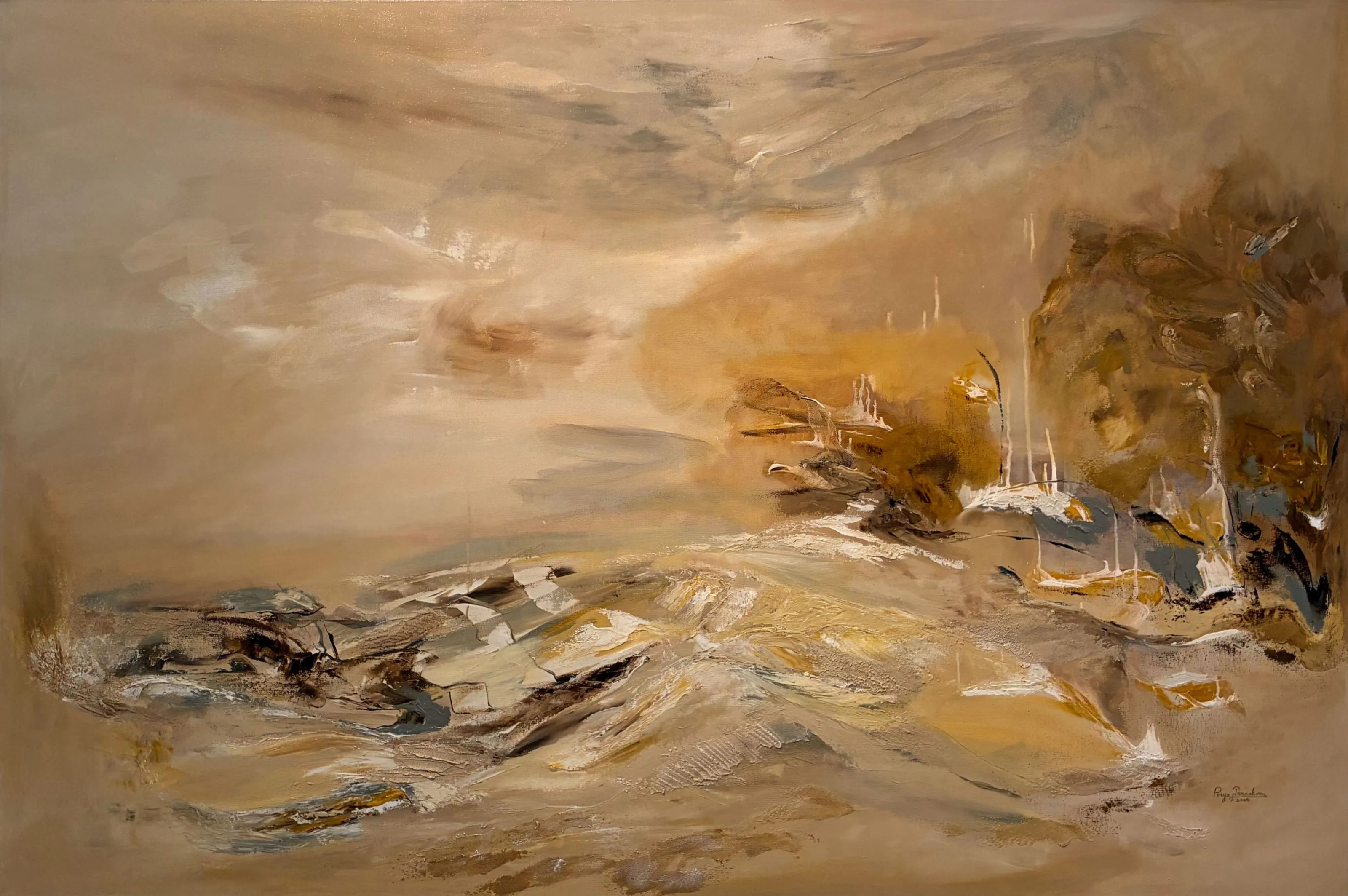 Unawatuna Morning, abstract painting by Priyadarshani Tennakoon