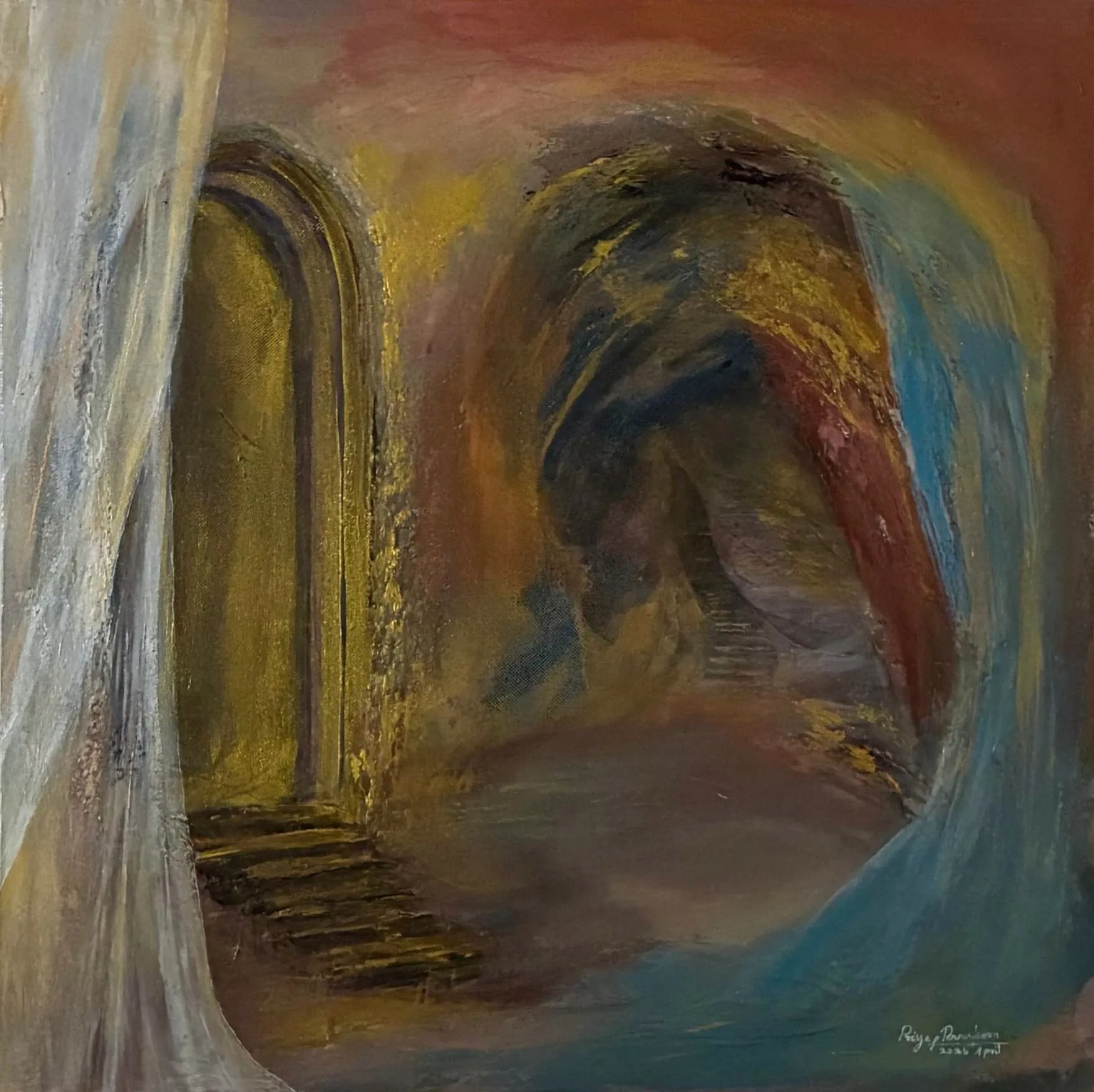 What Once Felt Like Home, panel 2 of 2, abstract painting by Priyadarshani Tennakoon